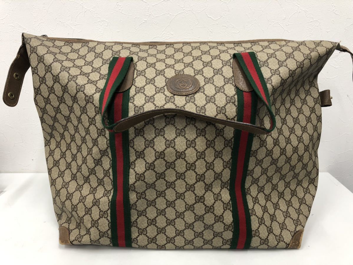 GUCCI グッチ オールドグッチ ボストンバッグ ベージュ 旅行鞄 カバン