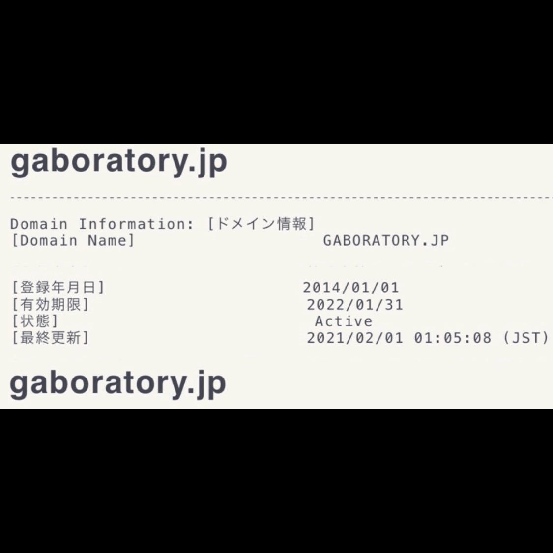 早い者勝ち★使用料1年延長済2024/2/1〜★jpドメイン gaboratory.jp / ガボラトリー Gabor ガボール