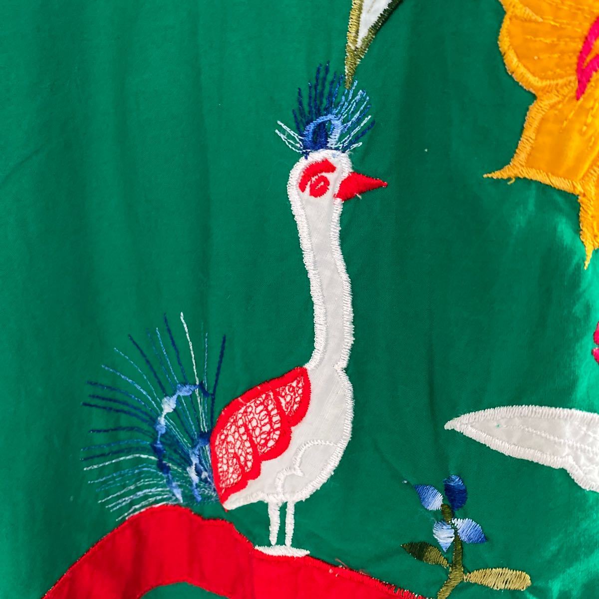メキシコ 民族 ワンピース 刺繍 ロング 緑 ビンテージ vintage 古着 孔雀 花柄 M～L Mexican embroidery dress  ロスアンジェルス$280購入