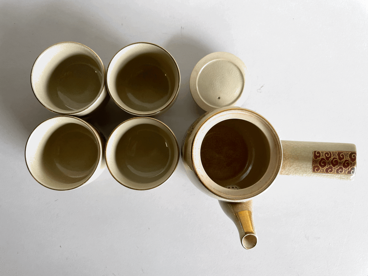 アンティーク 九谷 煎茶器 急須 湯冷し 湯呑み 九谷焼 茶器 煎茶道具 ウェブストア アンティークの煎茶セット 食器