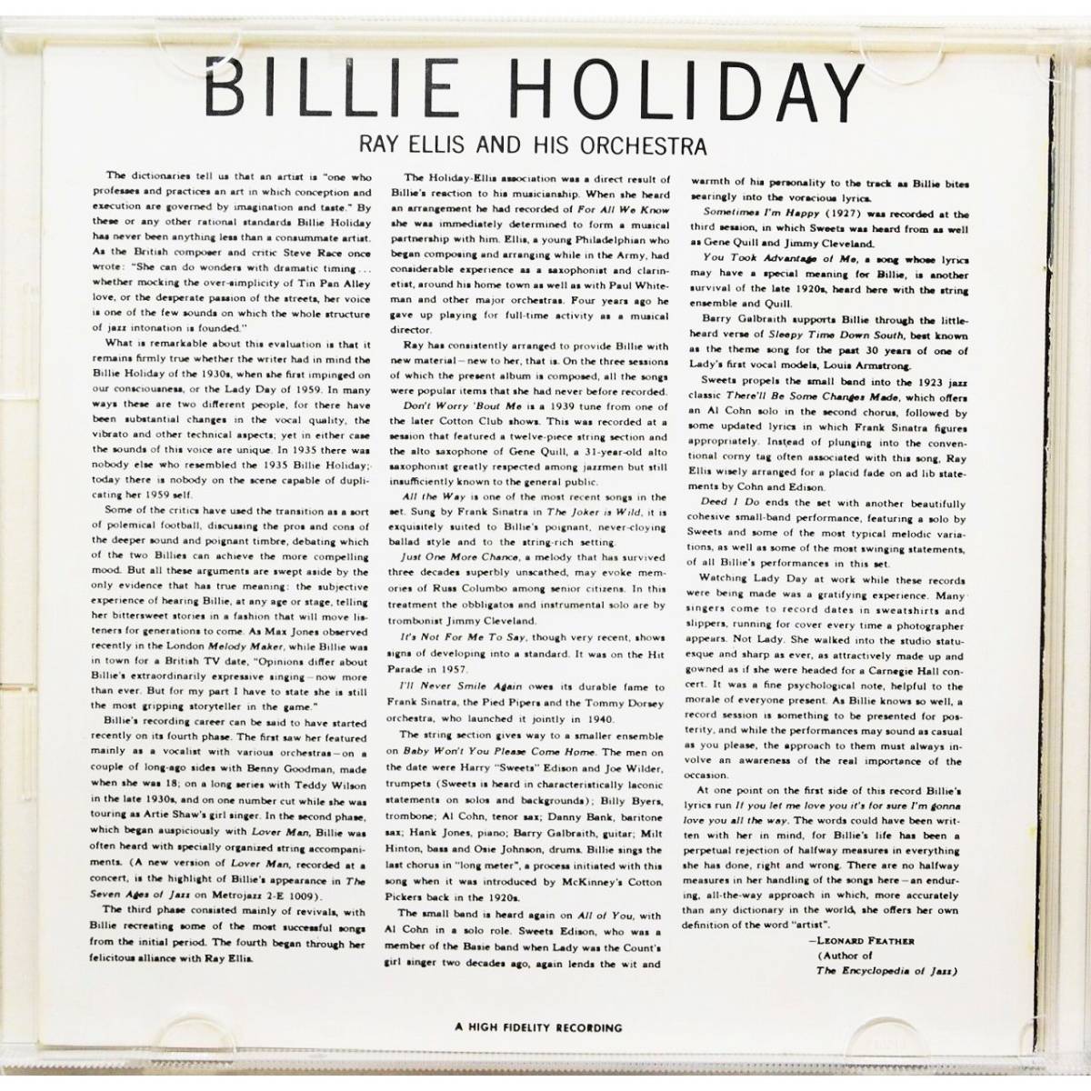 【旧規格盤/J28J25075】Billie Holiday / Last Recording ◇ ビリー・ホリデイ / ラスト・レコーディング ◇ レイ・エリス ◇ 国内盤 ◇_画像2