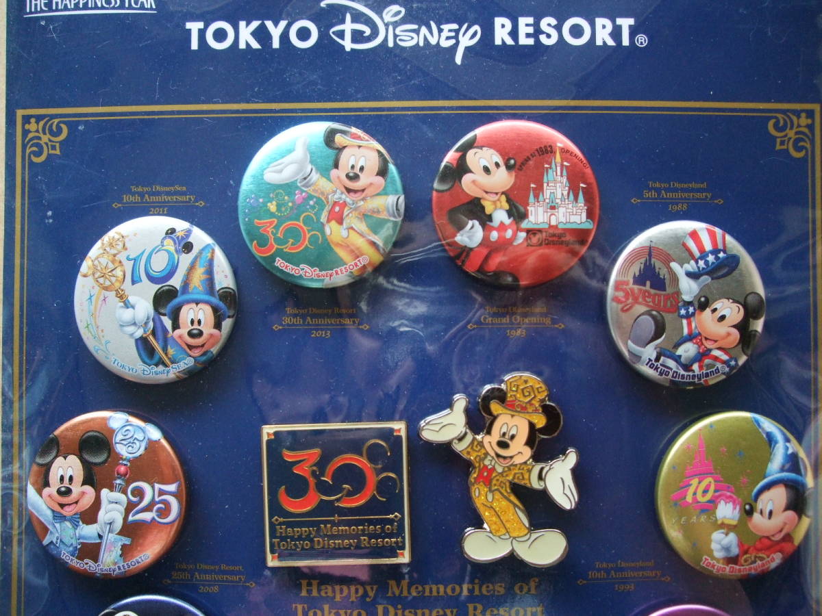 [ new goods unopened ]* Tokyo Disney resort 30 anniversary can bachi set ( pin badge attaching )* can badge / Disney Land * Disney si-