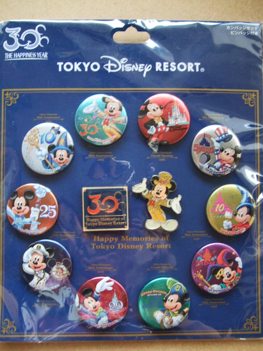 [ new goods unopened ]* Tokyo Disney resort 30 anniversary can bachi set ( pin badge attaching )* can badge / Disney Land * Disney si-