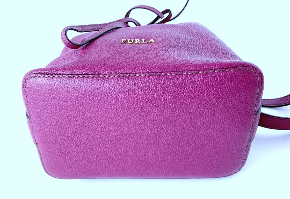 ★送料無料 FURLA フルラ トートバッグ ショルダーバッグ 赤紫色 本革 レザー レディース 女性用