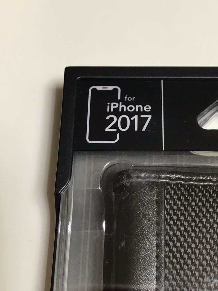匿名送料込み iPhoneX用カバー 手帳型ケース カードポケット ストラップ マグネット ブラック 新品iPhone10 アイホンX アイフォーンX/GW7_画像2