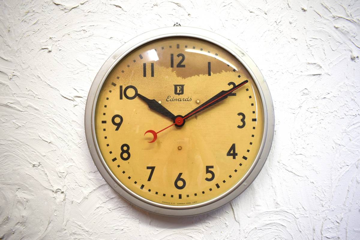 ビンテージ 60's Edwards社製 スクールクロック 壁掛け時計 時計 インダストリアル アンティーク インテリア_画像1