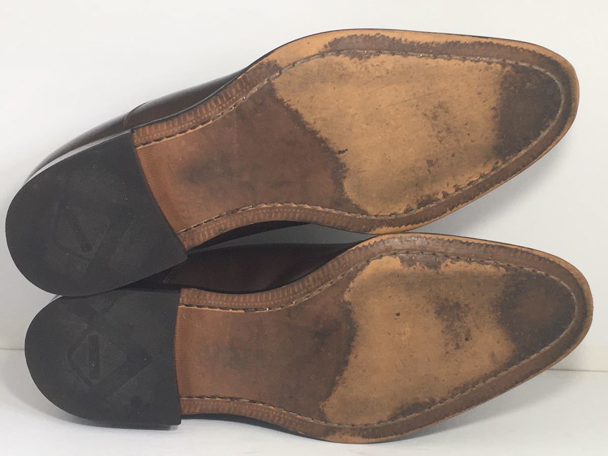 即決 送料込 REGAL リーガル 24.5cm パンチドキャップトゥ 内羽根式 メンズ 本革 革靴皮靴 ダークブラウン W52 日本製 マッケイ製法 通勤