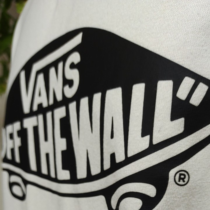 バンズ半袖TシャツM/L　白　定番スケボーロゴプリント　VANS