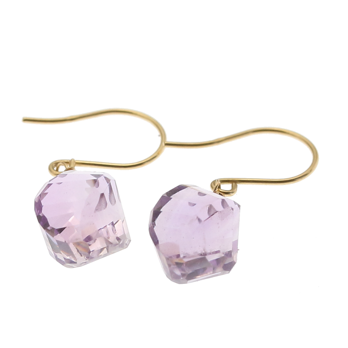 GALLERY megumi written guarantee attaching .K18 natural pink amethyst purple crystal hook earrings Ame si -stroke 