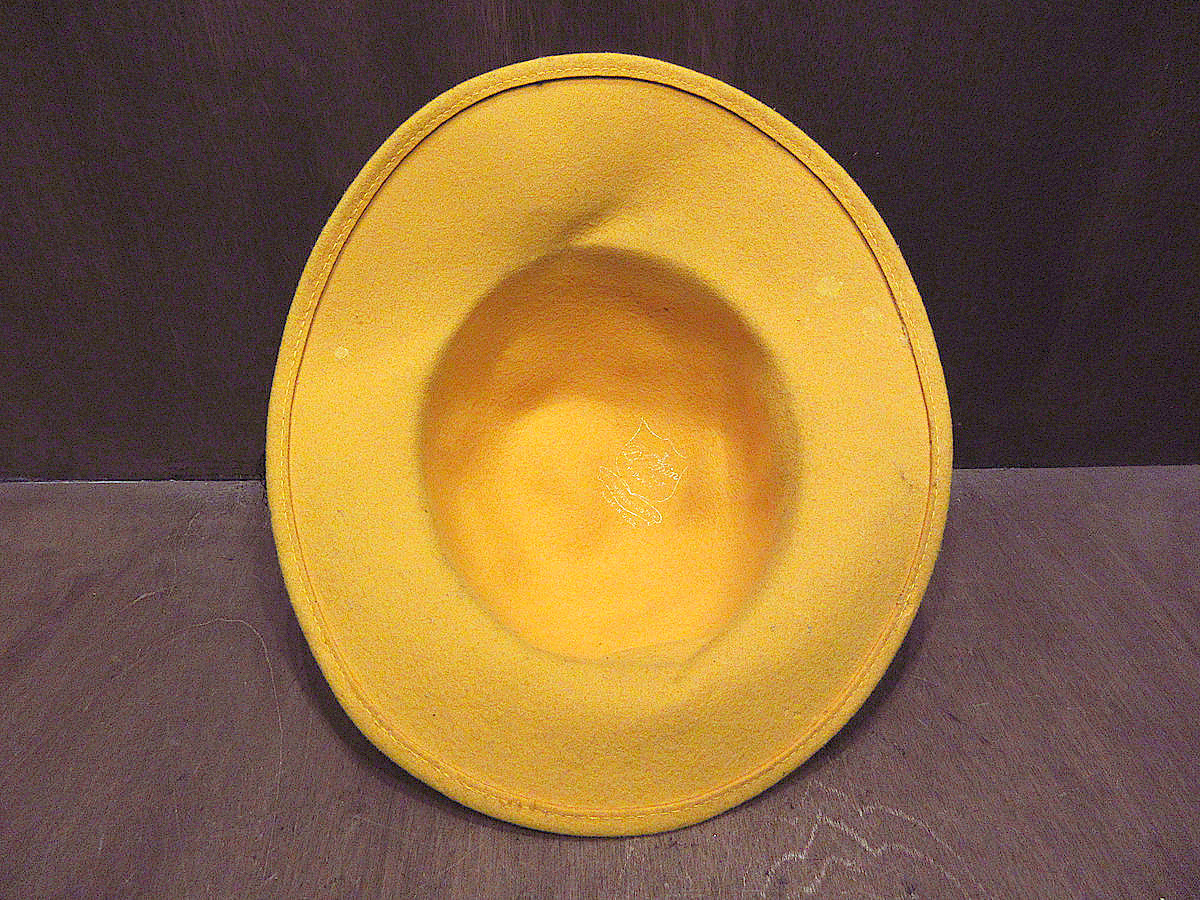 ビンテージ70’s80’s●レディースヴェール付きフェルトハット黄色●210827s5-w-ht-flt 1970s1980s帽子USA製女性用ソフト帽ウール_画像4