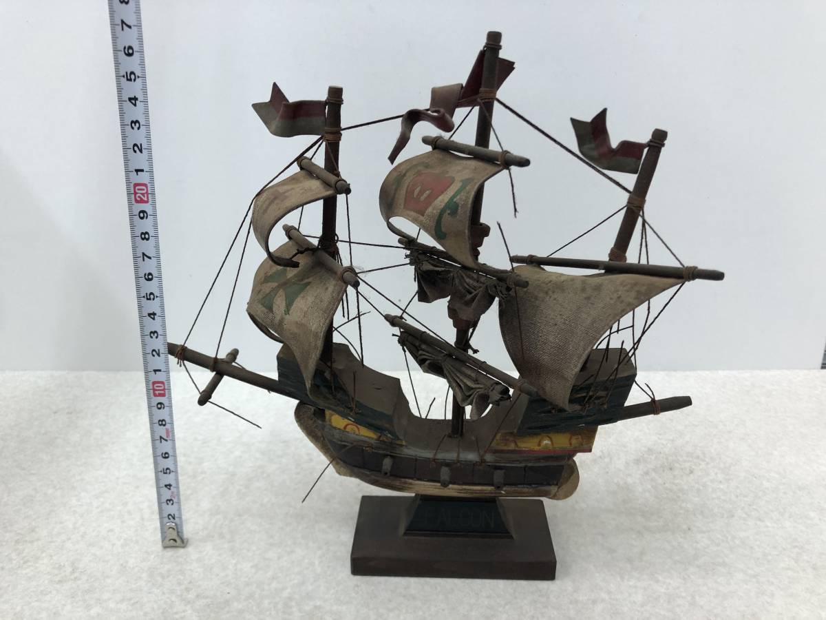 【G-9】 レトロ FALCON 帆 船 帆掛船 木製 置物