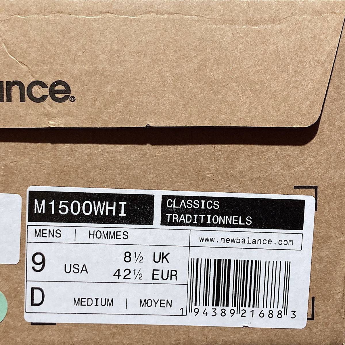 オールレザー New Balance M1500WHI UK製 US9 27cm 新品 ホワイト