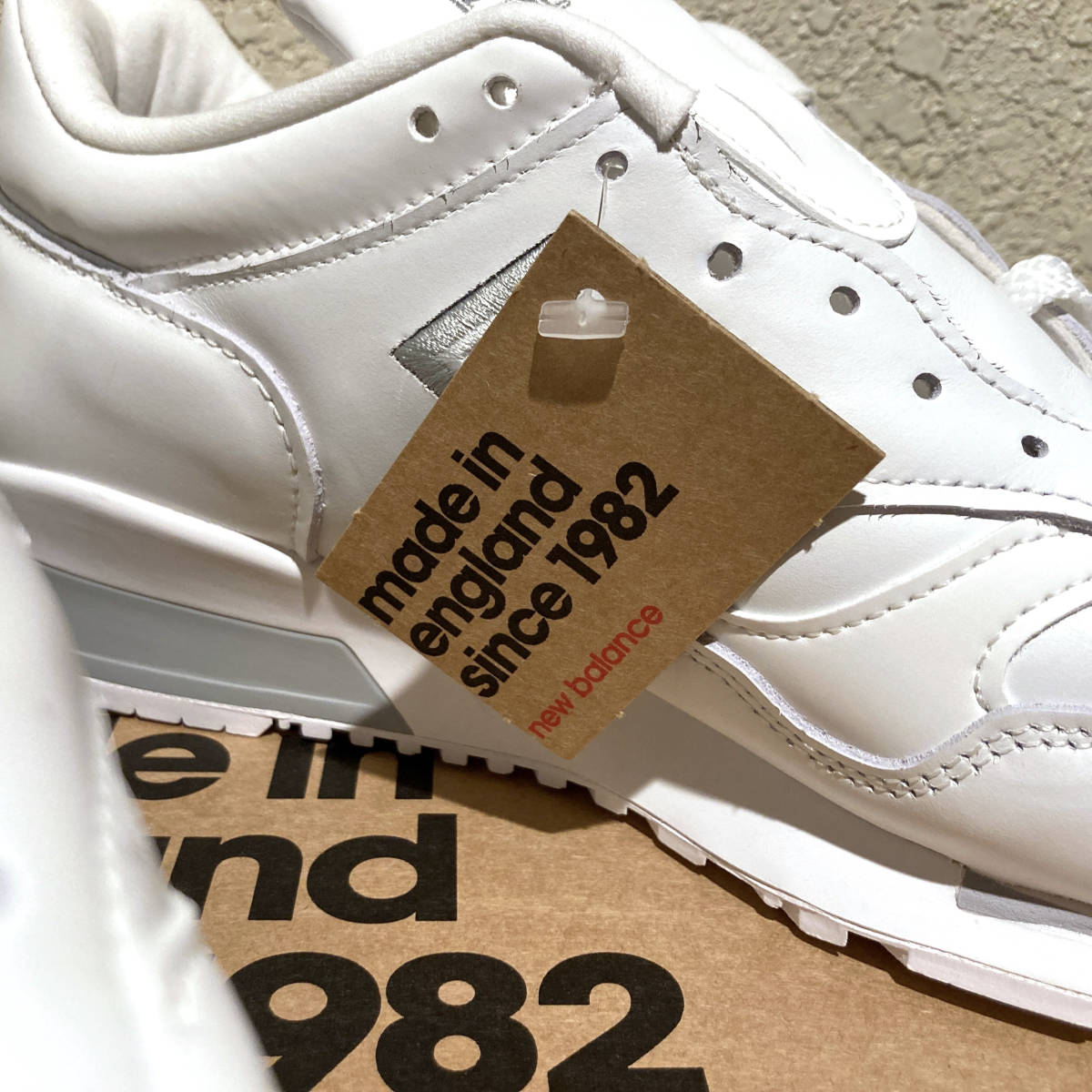 オールレザー New Balance M1500WHI UK製 US10 28cm 新品 ホワイト×グレー イギリス製 英国製 NB 天然皮革 スニーカー 白 Made In Englandの画像2