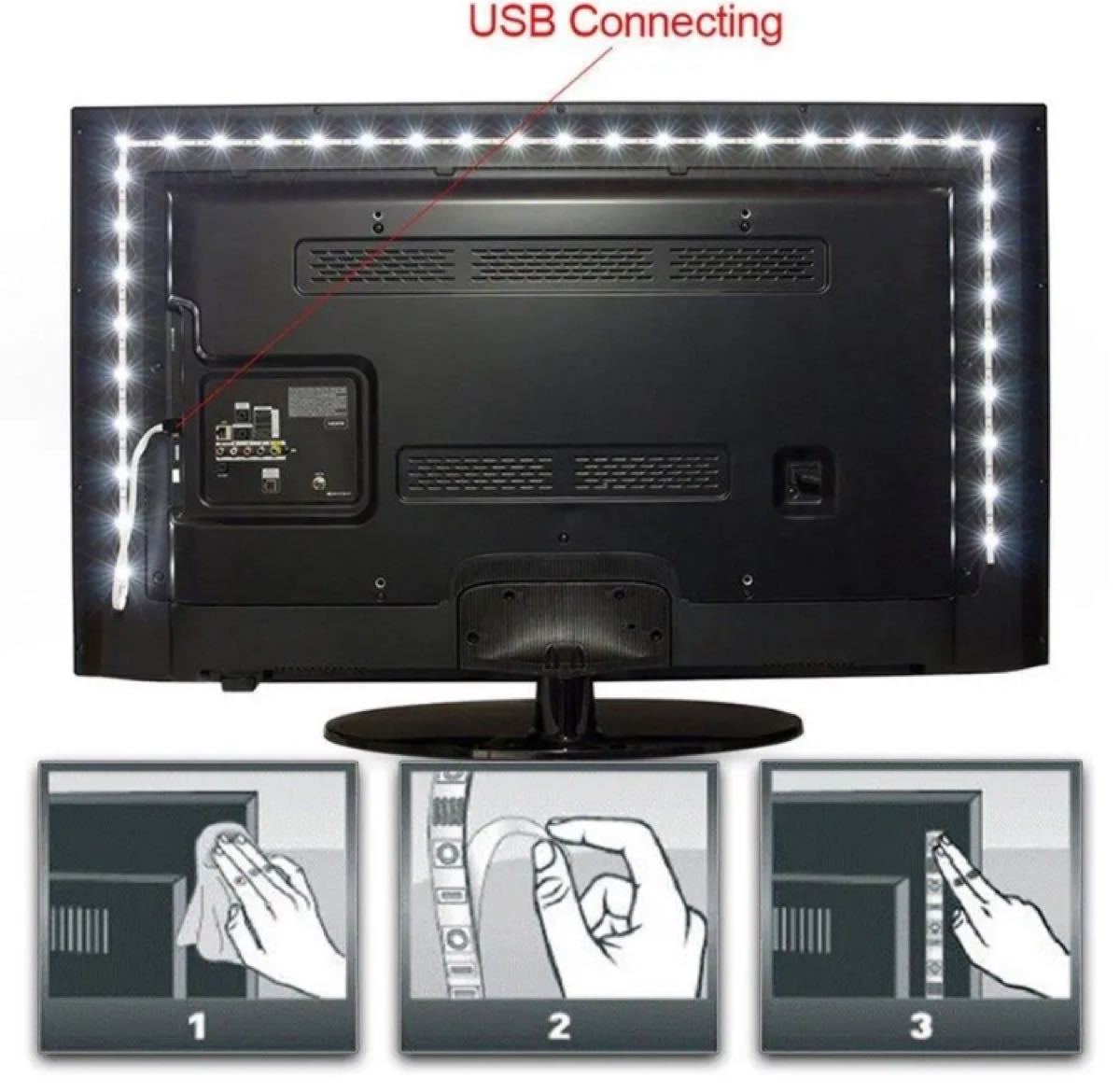 【No.2 白色】LED ストリング　4m USBケーブル 5V電源 ライト