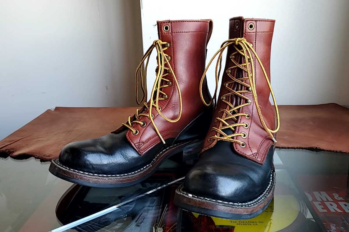 881◆ホワイツ White's Boots スモークジャンパー ブーツ US9 1/2D(27.5㎝位)ツートン 黒×茶 レザー 本革 USED  中古 9.5