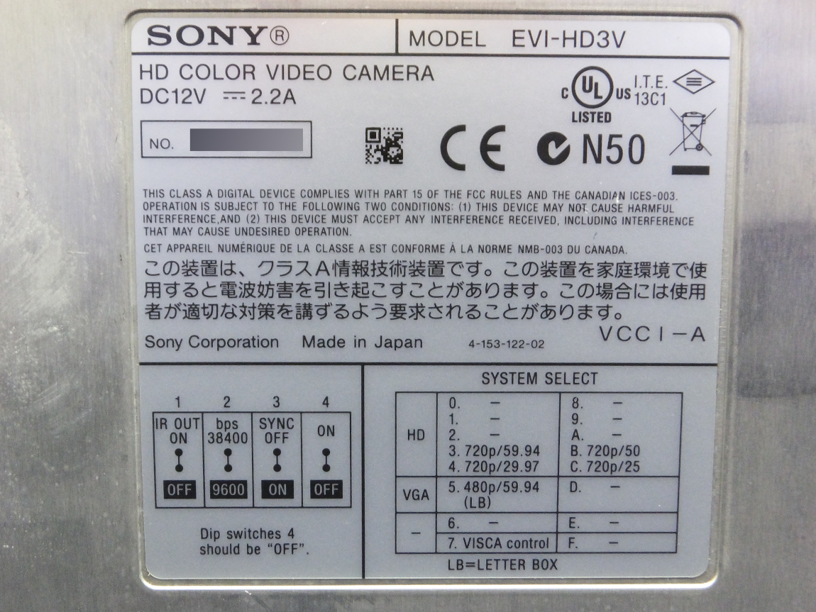 HITACHI VH2RM11B set top 100B SONY EVI-HD3V HD color video camera 
