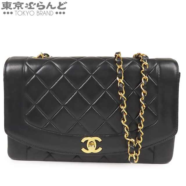 101528736 シャネル CHANEL マトラッセ ダイアナ バッグ チェーンショルダーバッグ ラムスキン 黒 ブラック ゴールド金具 レディース_画像1