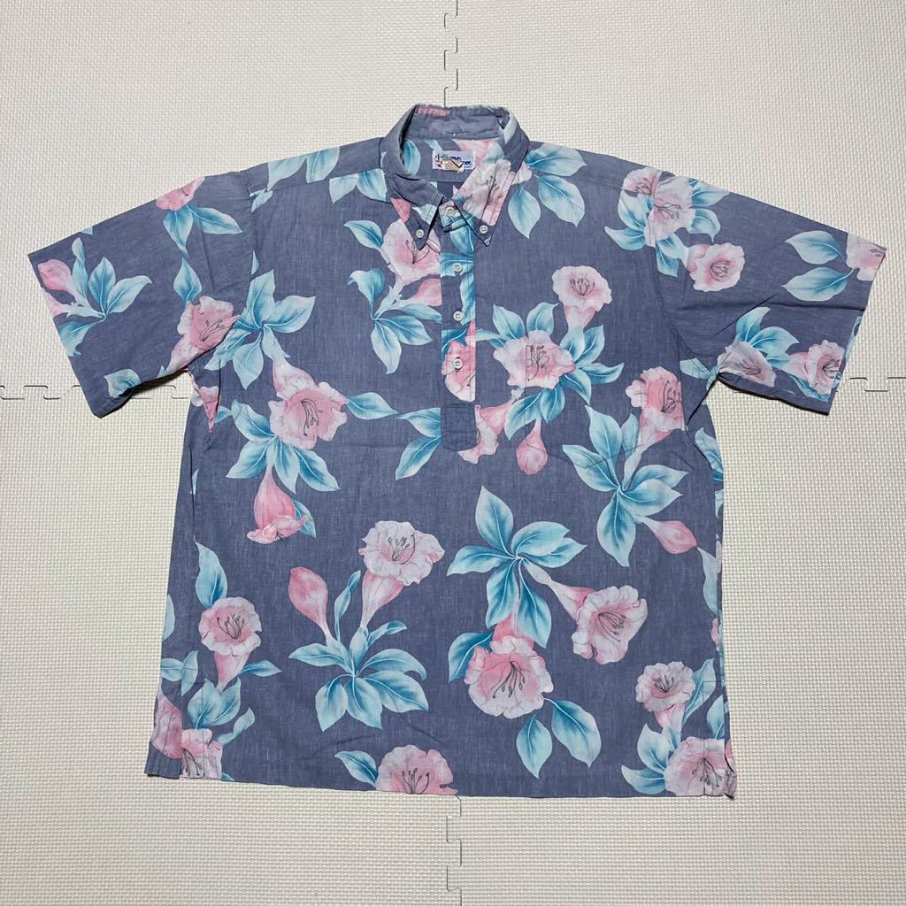 REYN SPOONER レインスプーナー 90's プルオーバー アロハシャツ ガラシャツ 半袖シャツ L_画像1