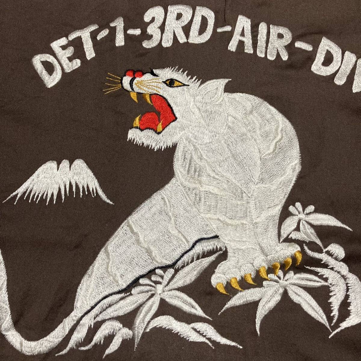 Dickies ディッキーズ 70's 80's USA製 スーベニア刺繍 横田基地 半袖シャツ XL リサイズ こげ茶_画像3