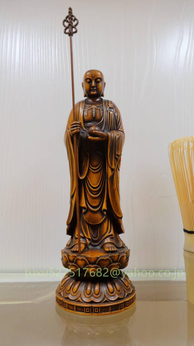 特上彫 地蔵菩薩 地蔵菩薩立像 木彫仏像 仏教美術 精密細工 仏像立像