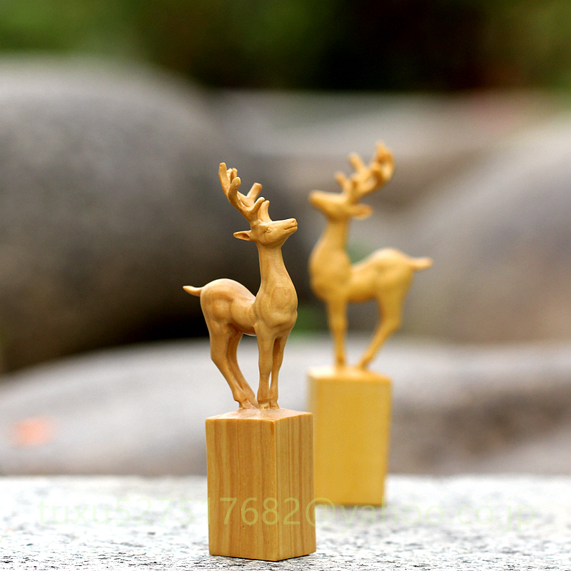 鹿 置物 シカ 木彫り 彫刻 工芸品 美術品 精密細工