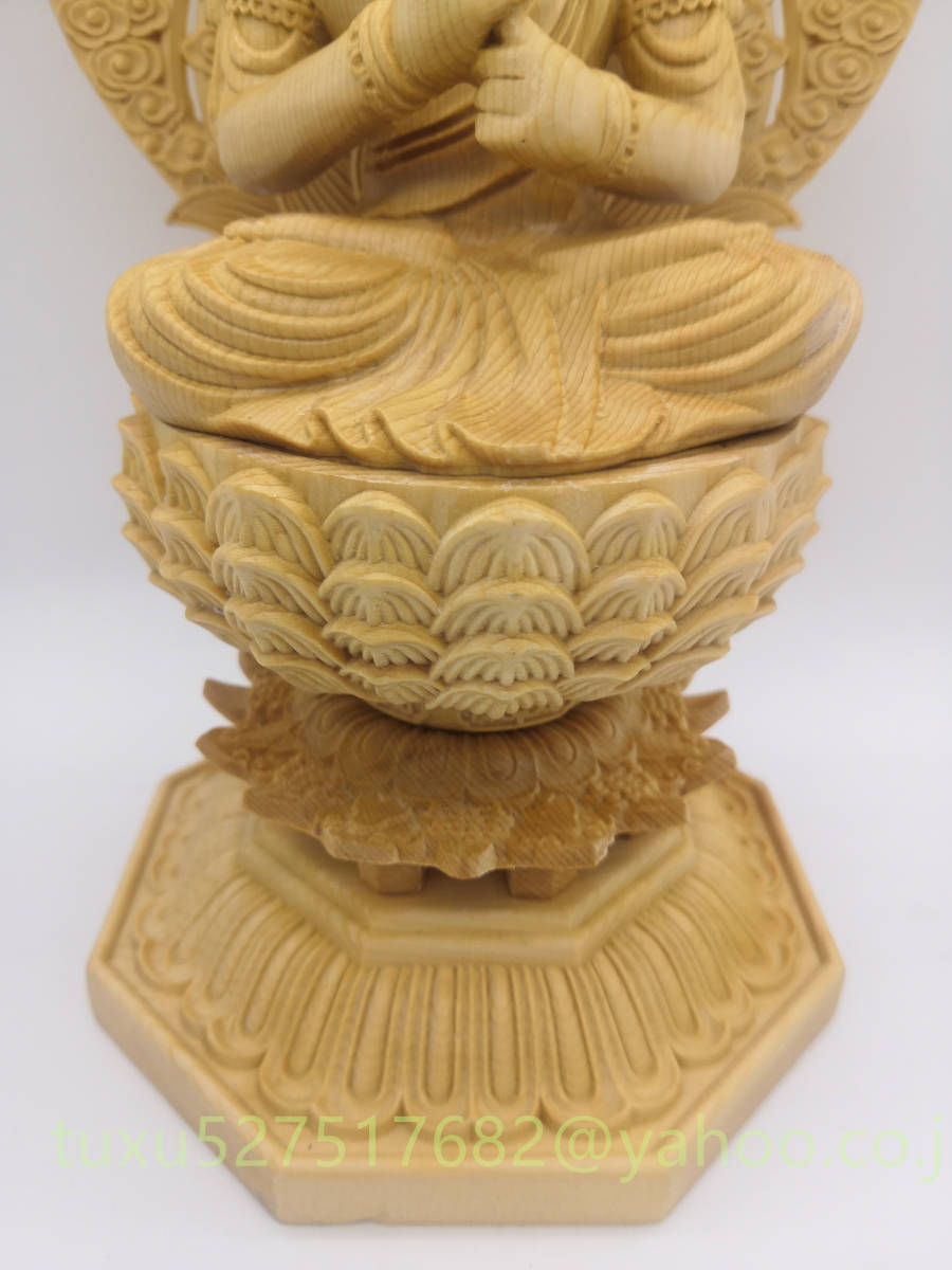 極上品 彩金彩繪 木彫仏像 総檜材 大日如来座像 高さ約28cm ホビー ...