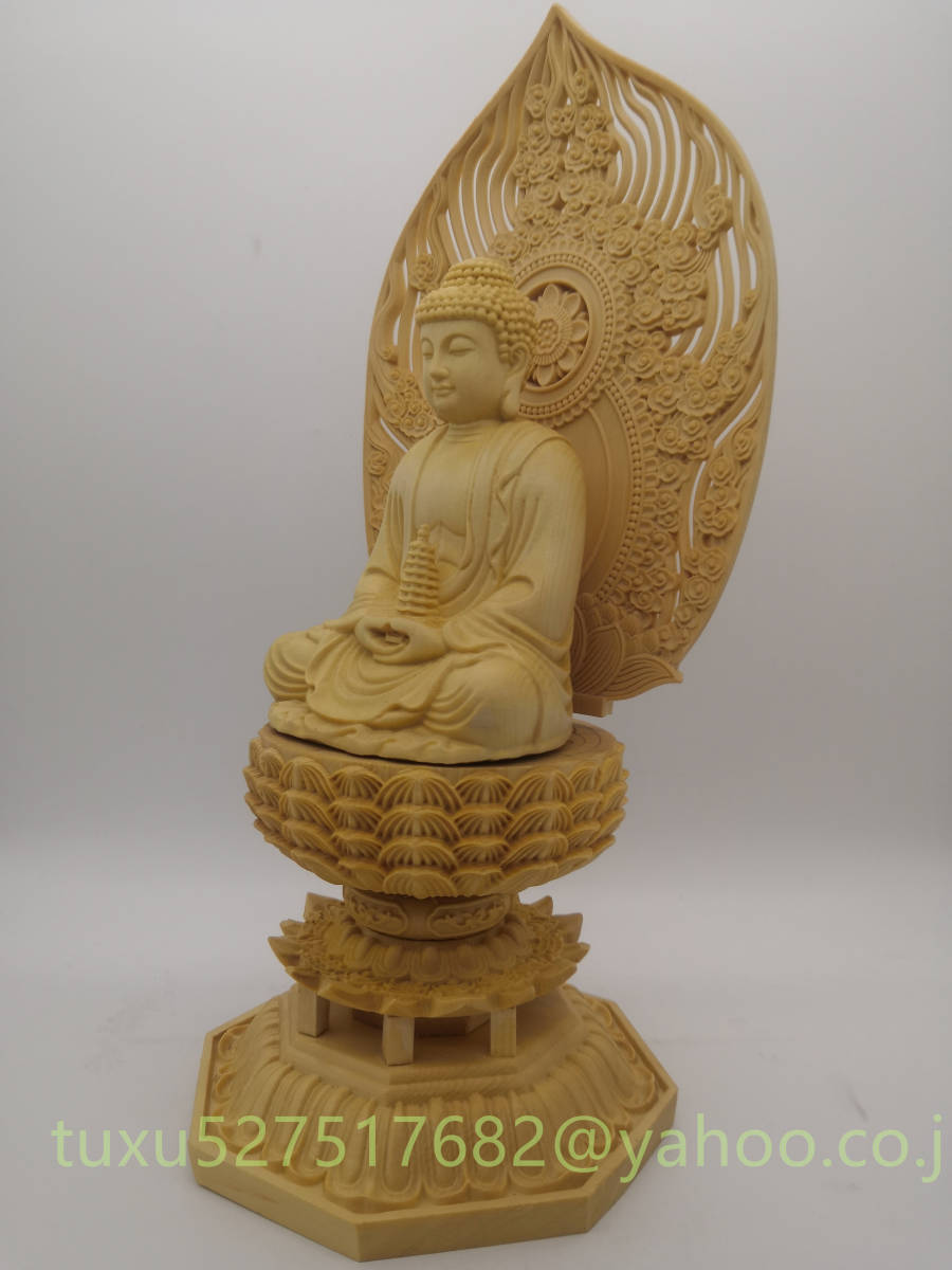 極上彫 木彫仏像 薬師如来 仏像 薬師如来像 置物 仏教美術 仏教彫刻　総檜材製　_画像3