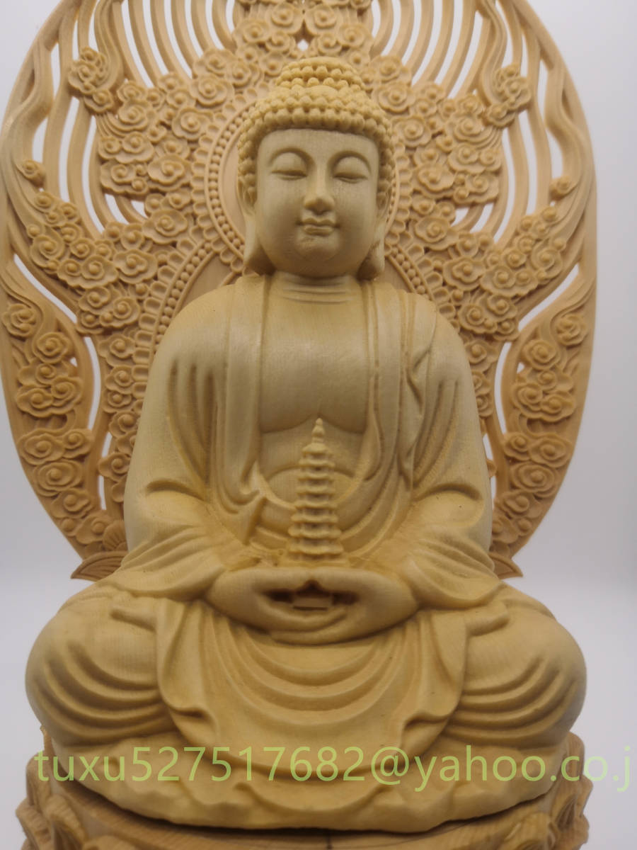 極上彫 木彫仏像 薬師如来 仏像 薬師如来像 置物 仏教美術 仏教彫刻　総檜材製　_画像5