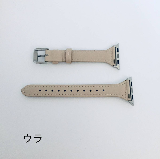 ■ 新品 ◇ ● Apple watch アップル ウォッチ バンド ベルト ストラップ 本革 対応 42mm/44mm ケース 用 細身 男女 兼用 ★ ベージュ_画像3