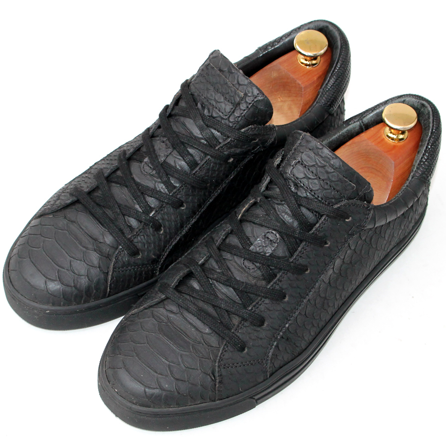  Италия производства *Dsquared2 Dsquared * low cut спортивные туфли 40=25 питон type вдавлено . чёрный мужской v-768