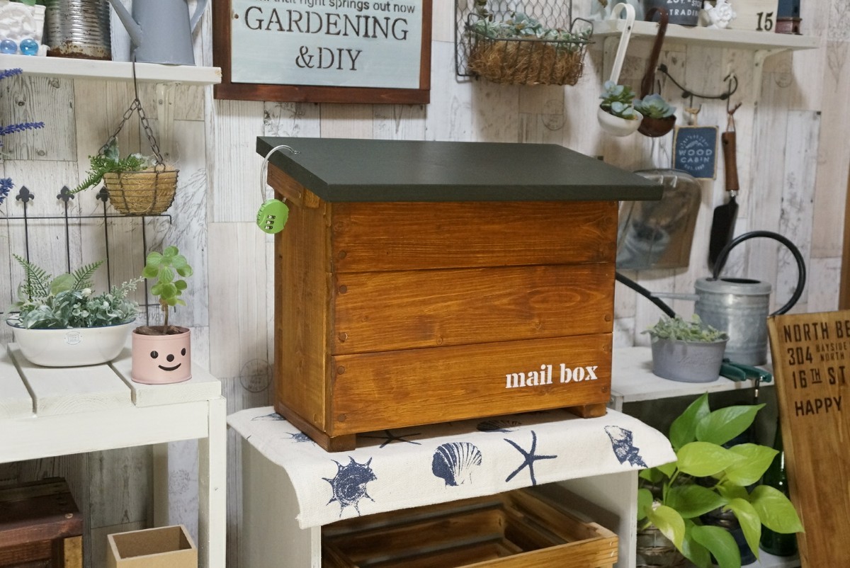 ポスト 郵便受け DIY #やさしい色の木製メールor宅配ボックスNo
