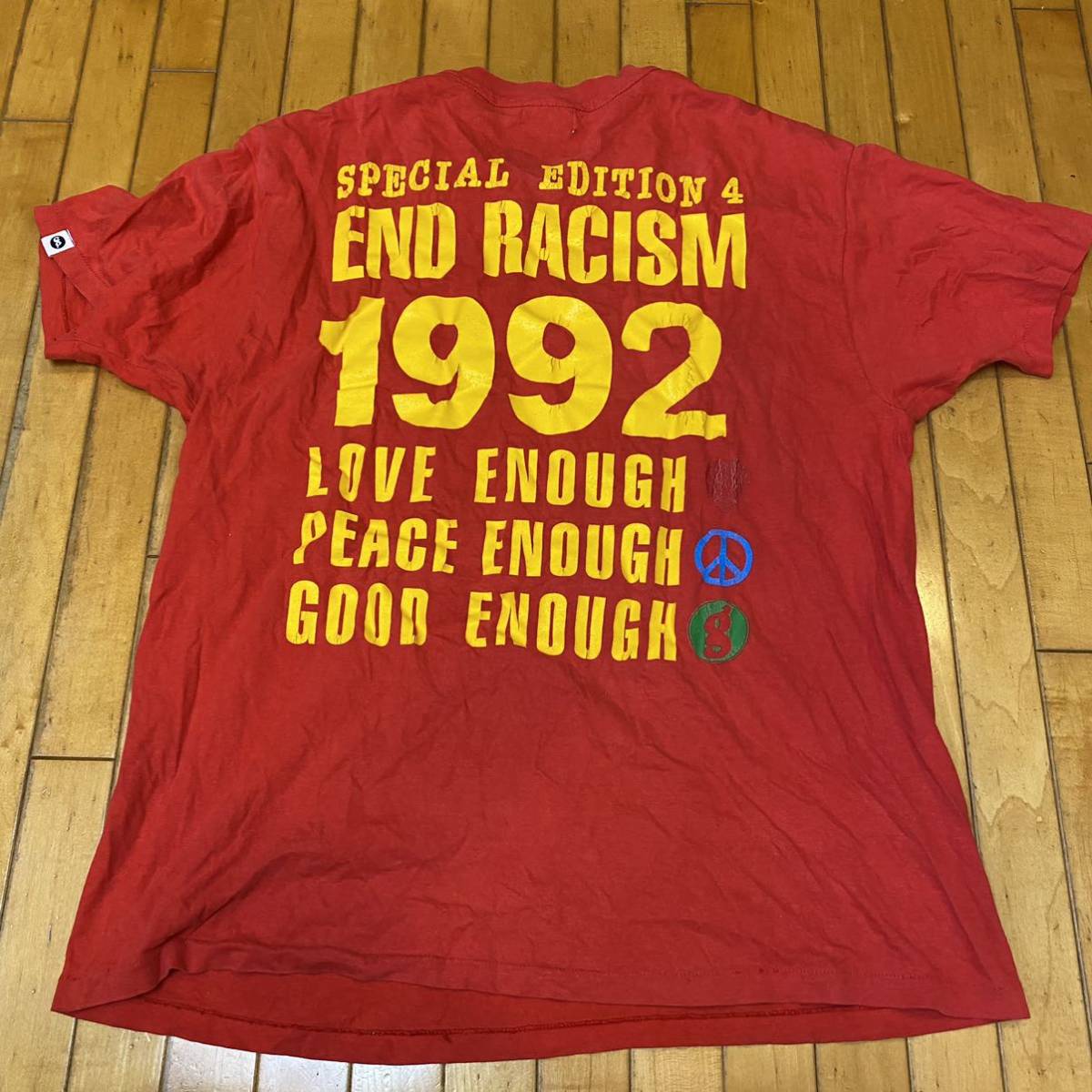 オリジナル good enough END RACISM T 赤XL グッドイナフ _画像1