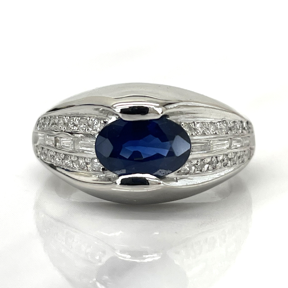 Pt900 サファイヤ 1.22ct ダイヤ 0.33ct ブルーサファイヤ リング 指輪