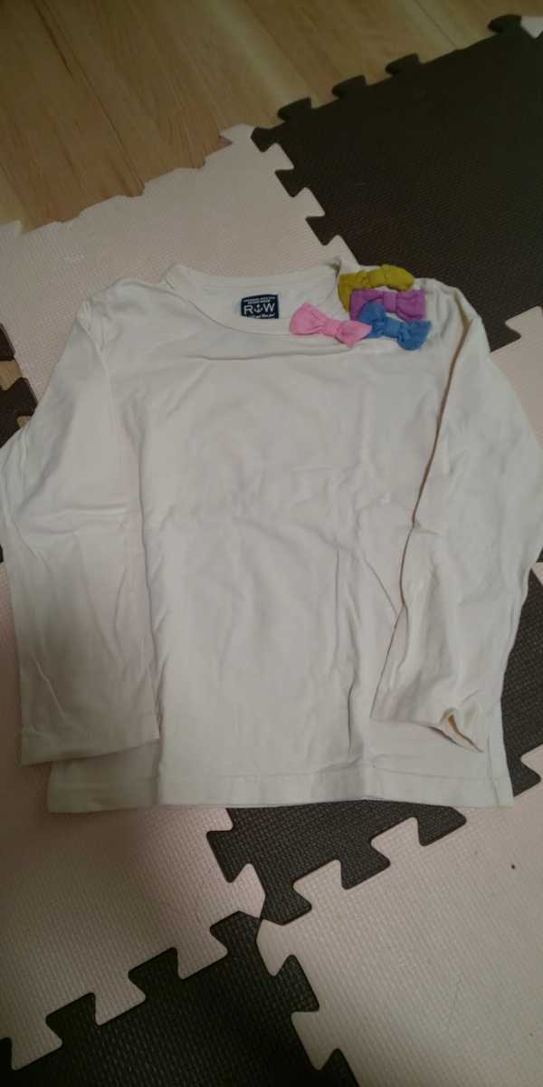 ラゲッドワークス リボン付き Tシャツ 長袖 白色 120サイズ_画像1