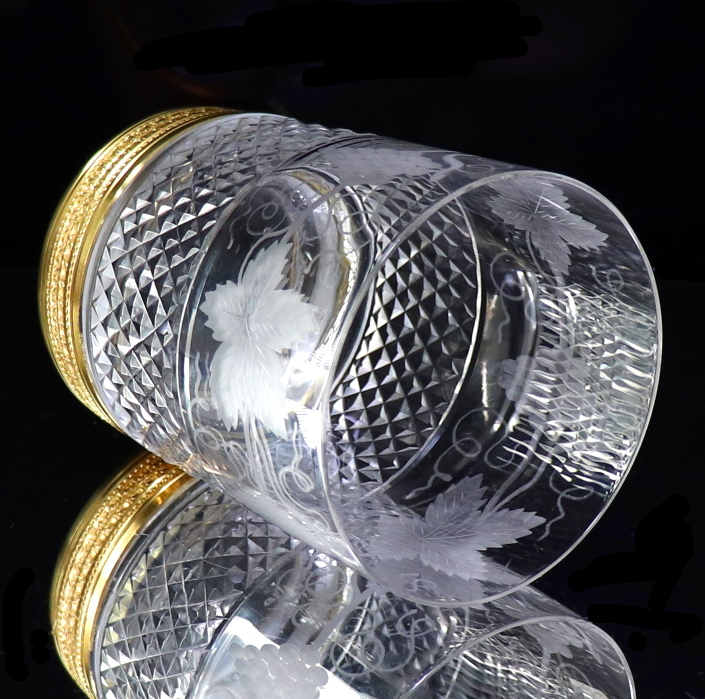オールド・バカラ (BACCARAT) ブロンズ装飾 ディアマン・ビゾー グラス