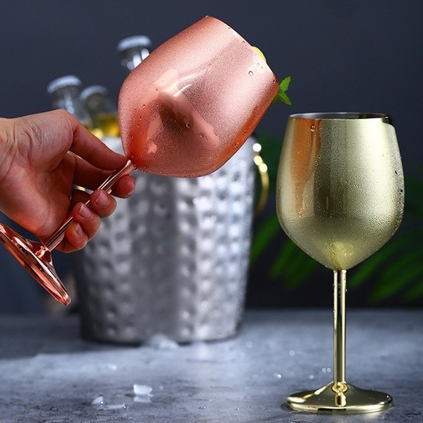 お得☆ステンレス鋼シャンパンカップワイングラスカクテルグラスメタルワイングラスバーレストランゴブレット 【最安値】