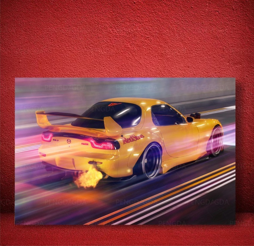 ★☆【大人気!!激安!!】RX-7 FD3S 頭文字D レッドサンズ ポスター キャンバス 壁紙 絵画 フレームなし 30x42cm☆★_画像4