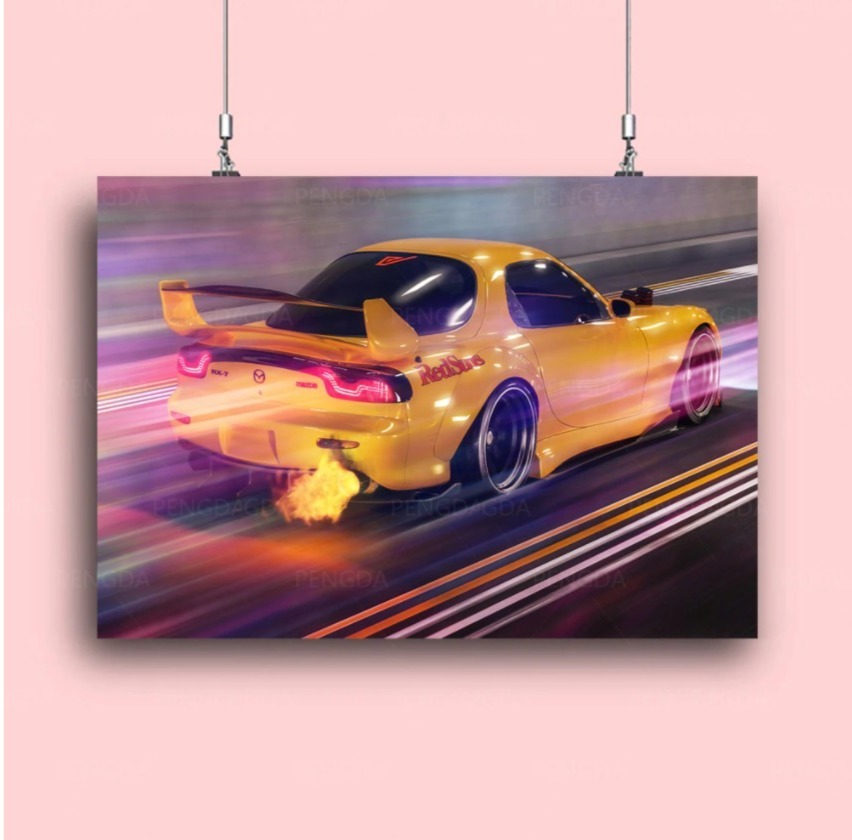 ★☆【大人気!!激安!!】RX-7 FD3S 頭文字D レッドサンズ ポスター キャンバス 壁紙 絵画 フレームなし 30x42cm☆★_画像1