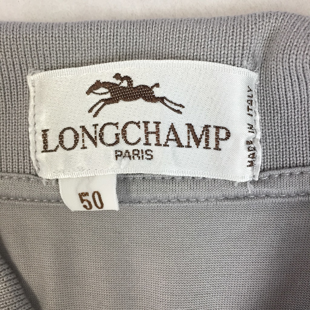 【人気】Longchamp/ロンシャン イタリア製 半袖 ポロシャツ ロゴ刺繍 グレー サイズ50/S2061_画像4