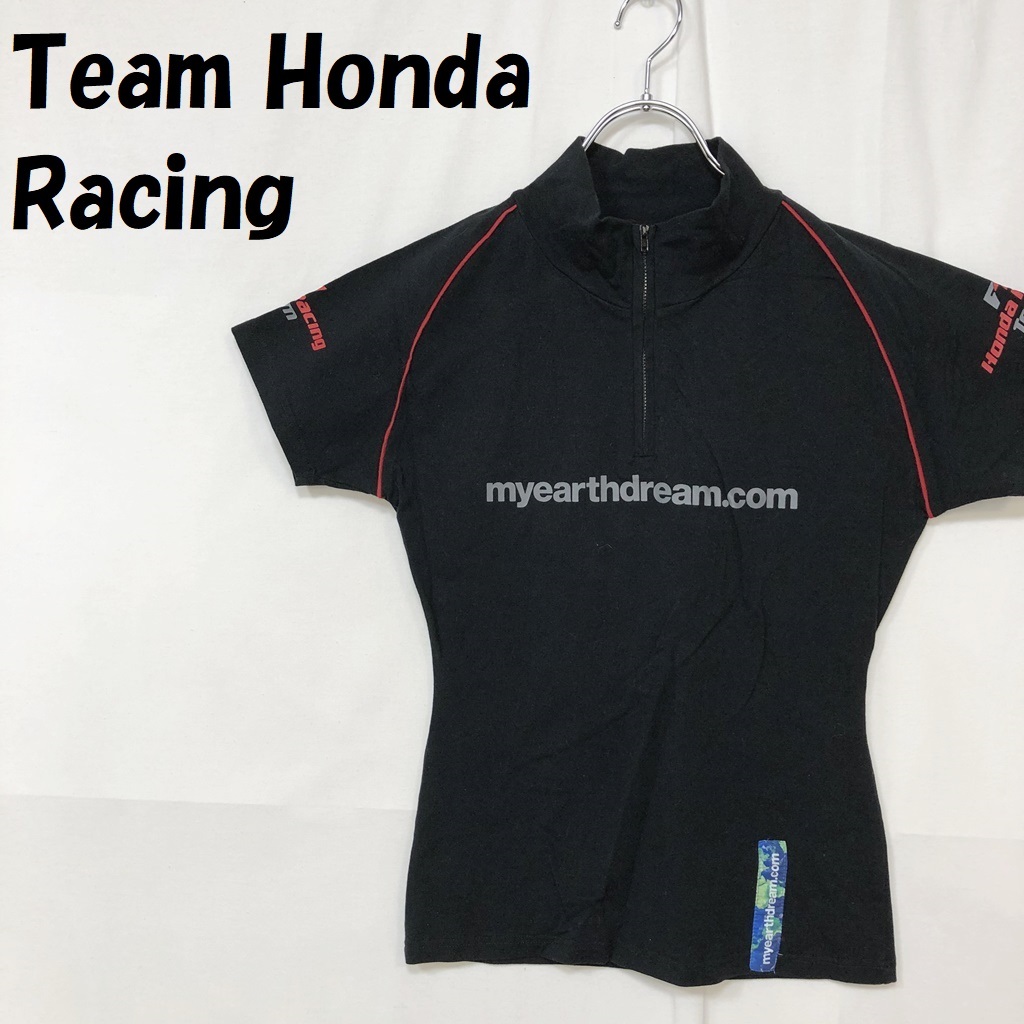 【人気】Team Honda Racing/チームホンダレーシング ハーフジップ 半袖 シャツ ブラック グレー レッド サイズM/S2431_画像1