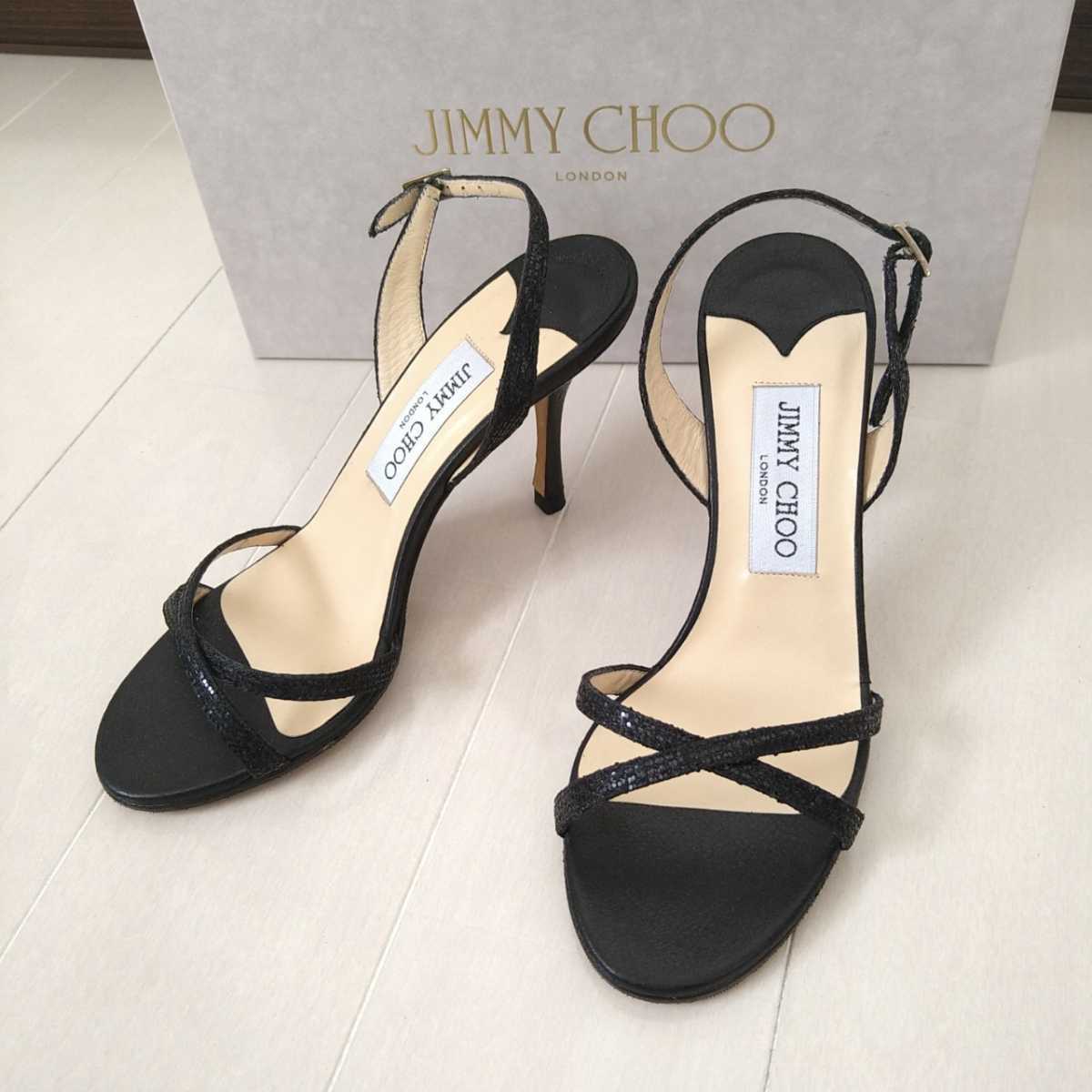 美品箱付き JIMMY CHOO【ジミーチュウ】グリッター サンダル 23cm