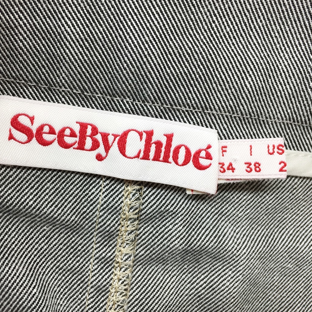 【人気】SEE BY CHLOE/シーバイクロエ ミニスカート デニム素材 コットン グレー USAサイズ2/S2457_画像4