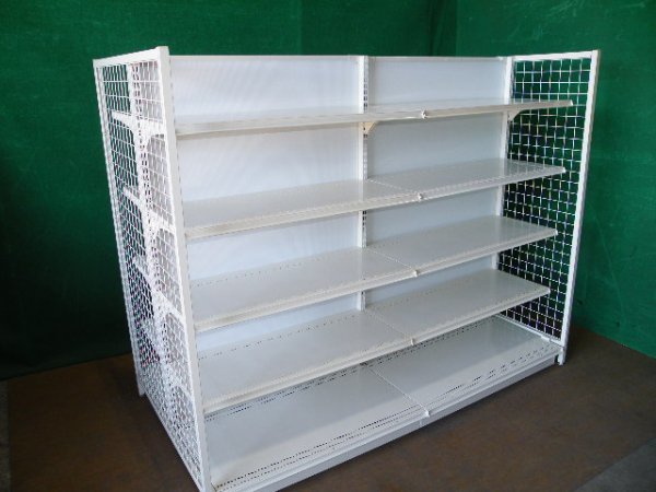 オカムラ製 H150cm×W90cm×D45cm 2連結両面4段システム什器 オカムラ製 H150cm×W90cm×D45cm 2連結両面4段システム什器