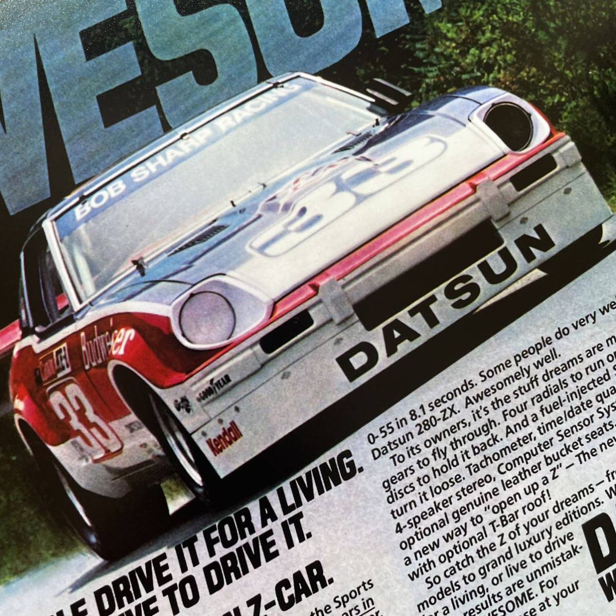 *1981 год Datsun 280ZX реклама постер * Fairlady Z /S130/Datsun/ paul (pole) * Newman / Nissan /Nissan/ Bob * sharp /IMSA