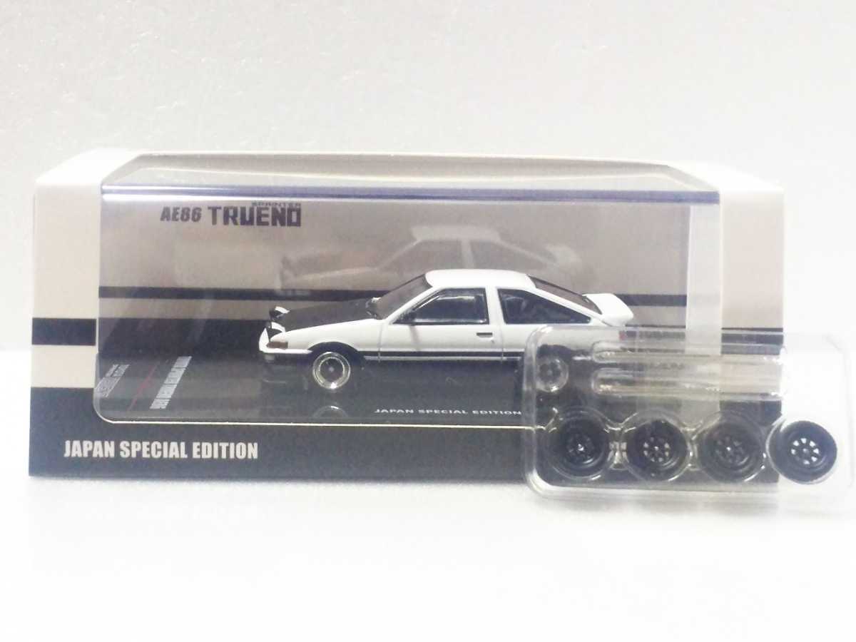 INNO 1/64 トヨタ スプリンタートレノ AE86 後期 ツートーン パンダ イノモデル ハチロク TRUENO [交換ホイール付] ワタナベ 白黒 カーボン_画像3