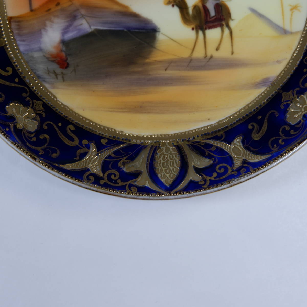  Old Noritake man on Camel ( золотой . индиго песок . пейзаж map ) plate 16cm Noritake- maru ki печать песок . верблюд ...