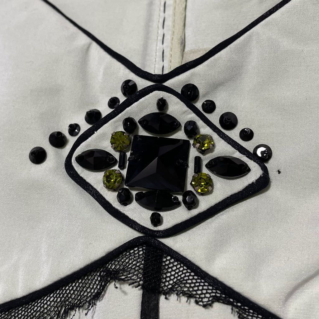 本物 ルイヴィトン 装飾ビジュー スパンコール ジップアップ 半袖 ブラウス シャツ 34 ミントグリーン系 LOUIS VUITTON レターパック可_画像10
