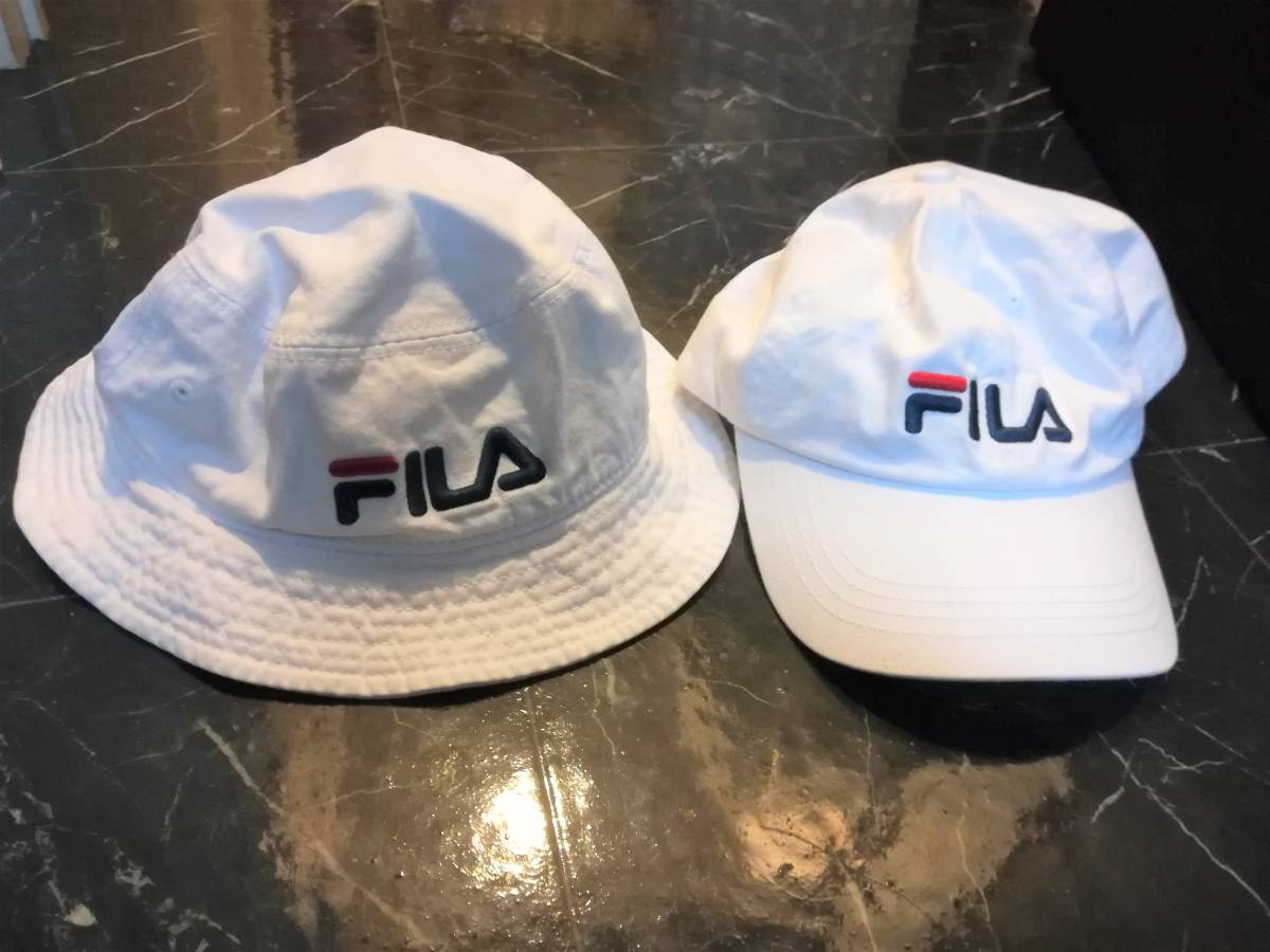 FILA キャップ ハット 2点セット 男女兼用 白色 帽子