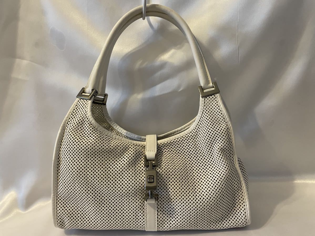 GUCCI グッチ ジャッキーバッグ パンチング メッシュ ホワイト www