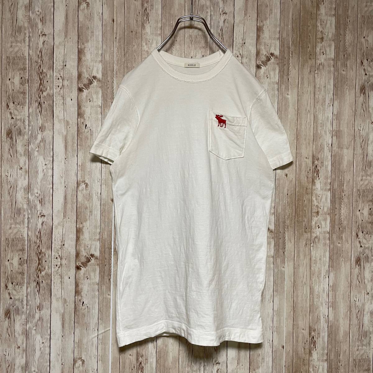 ★Abercrombie＆Fitch ポケットTシャツ ワンポイントムース 刺繍_画像2